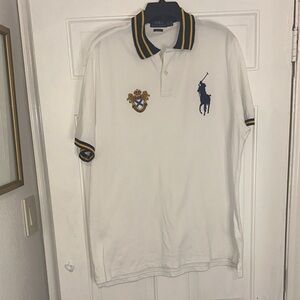 Polo by Ralph Lauren White Polo with Navy & Gold Trim